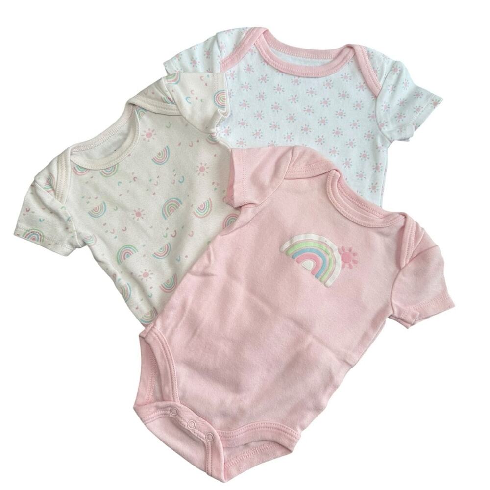Baby Views Short Sleeve Bodysuit Bundle Baby Girl Rainbow Pink 3-6 Months